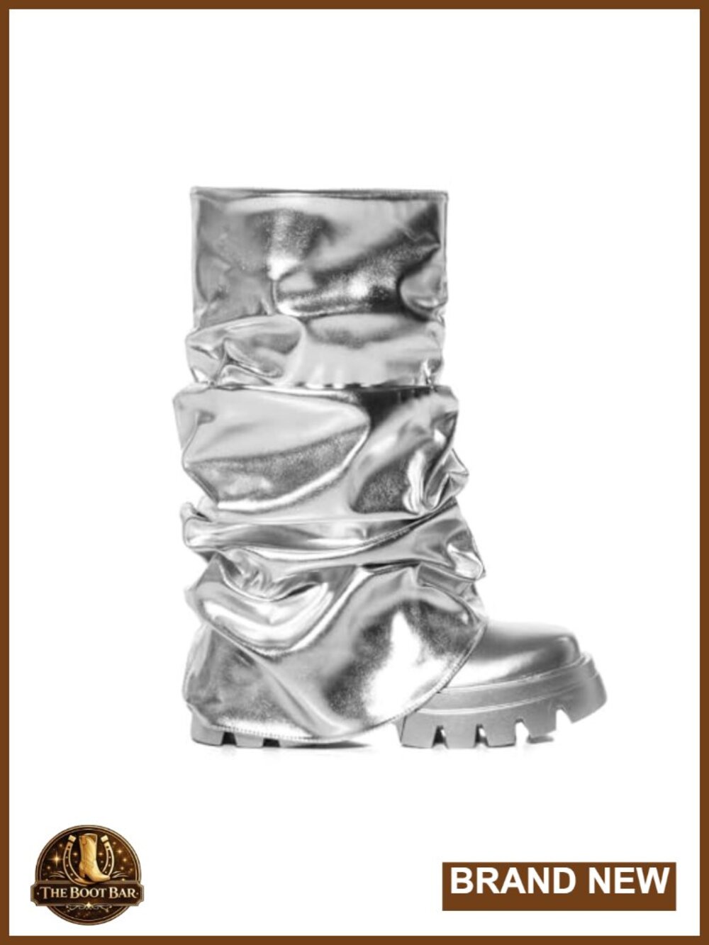 Wide Calf Metallic Faux Leather Mid Calf Pull-On Platform Boots